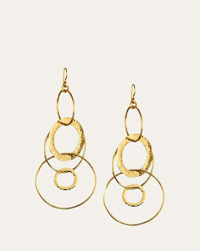 Jumbo Hammered Jet Set Earrings in 18K Gold